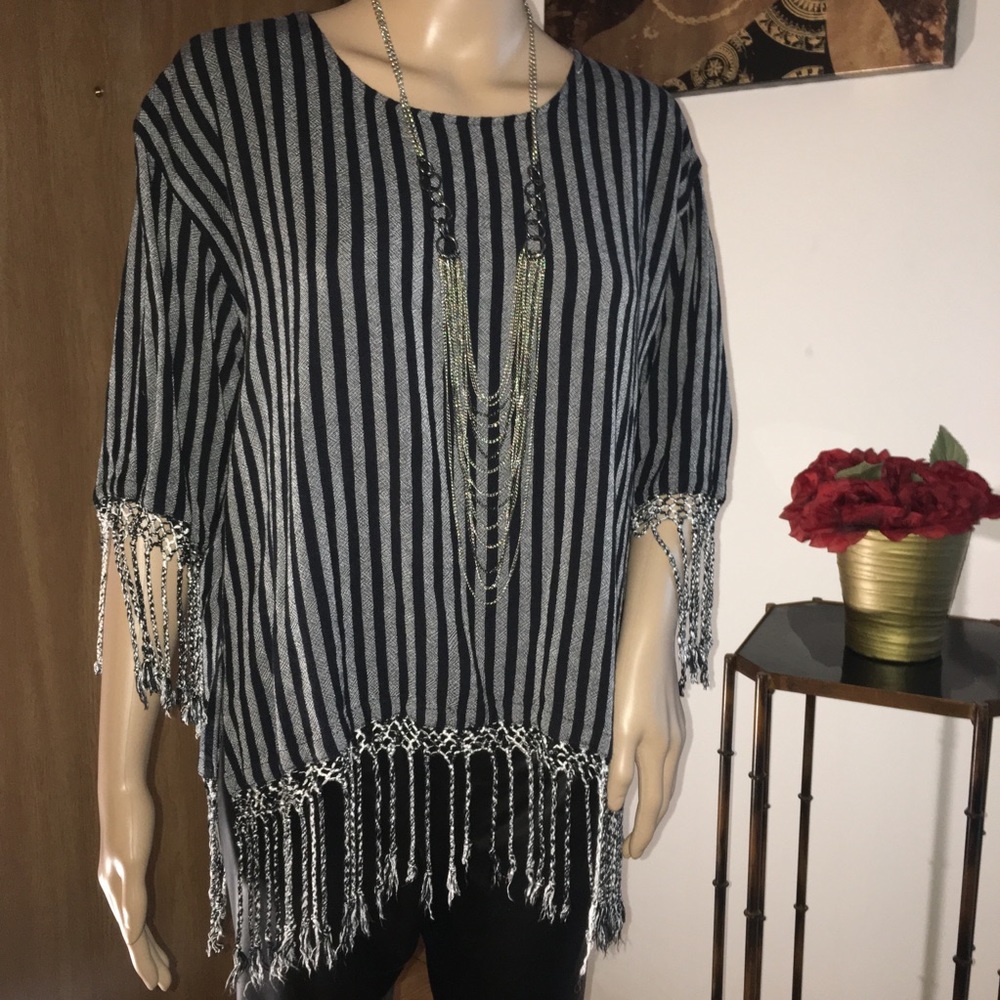 💜Dairi Moroccan  Fringe Strip Women Shirt💜